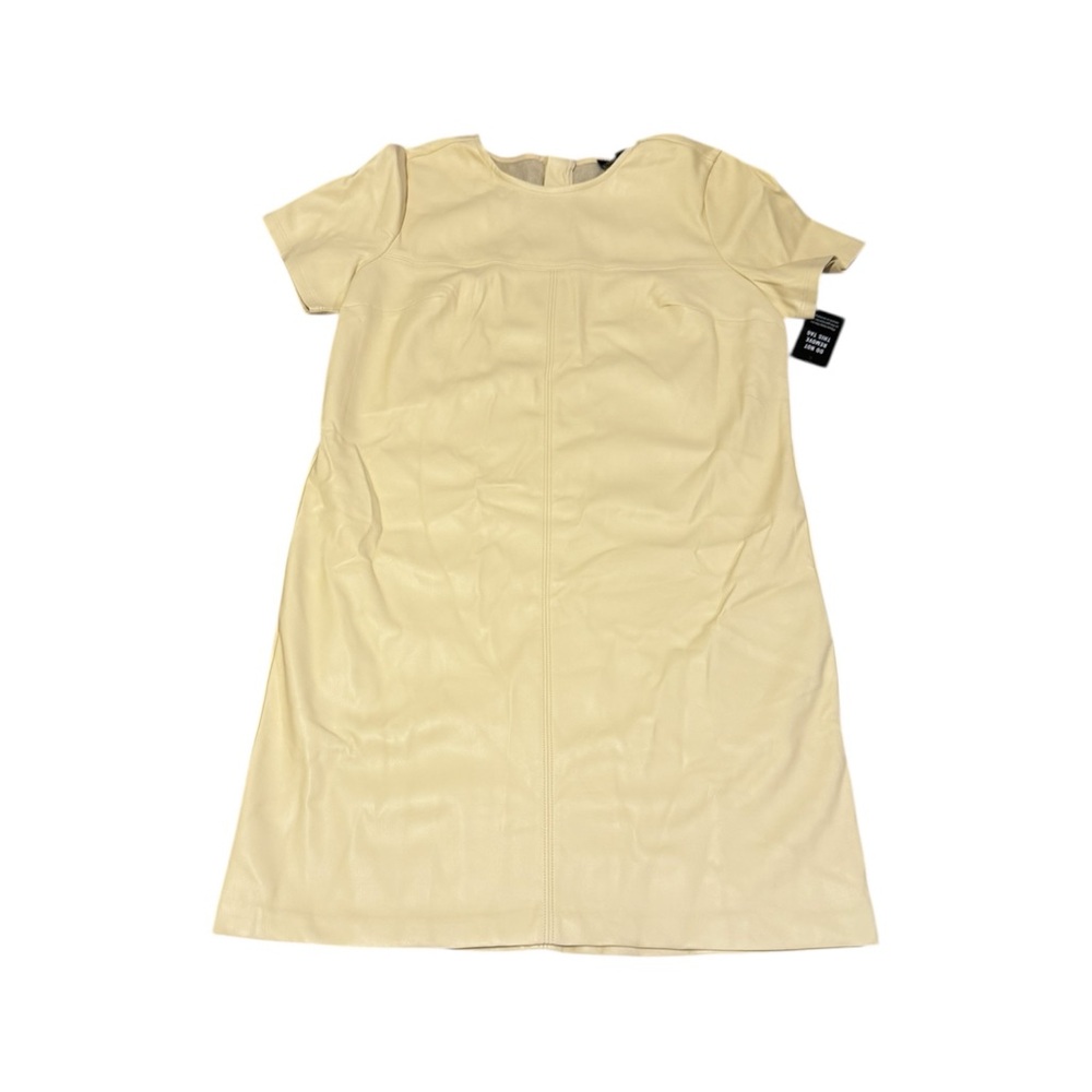NWT Elegant Faux Leather Buttercream Dress